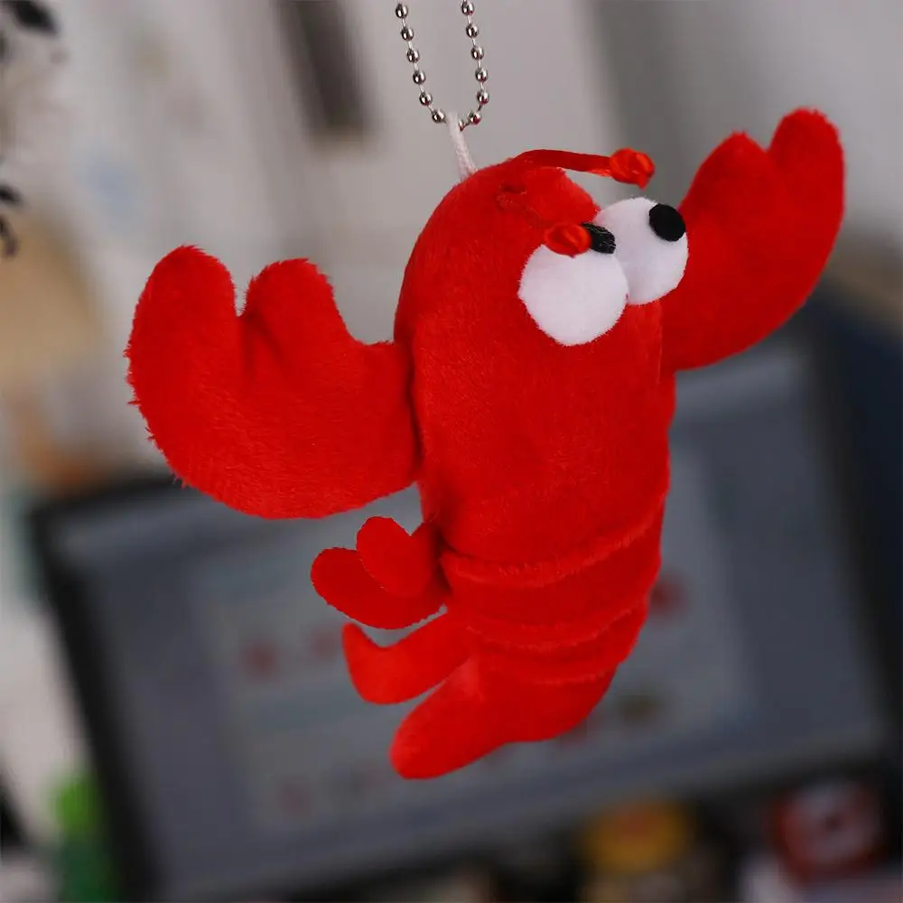 Cute 14*17cm Stuffed Animal Car Key Accessories Red Lobster Crayfish Bag Pendant Keyring Stuffed Keychain  Keychains