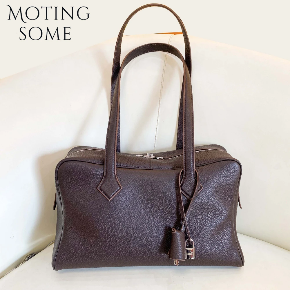 Motingsome 2025 New Women Bag First-layer Natural Cowhide Tote Bag Retro Briefcase Commuter Versatile Underam Shoulder Satchel