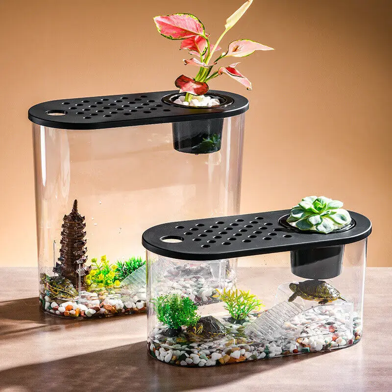 Desktop Fish Tank Landscape Eco Tank Aquascape Ornament Aquarium Hydroponic Small Aquarium Home Fish Bowl Home Decoration New