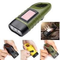 3 LED Hand Pressing Crank Power Torch Wind Up Flashlight Solar Power Tent Light Hand Press Crank Camping Lamp Light for Outdoor