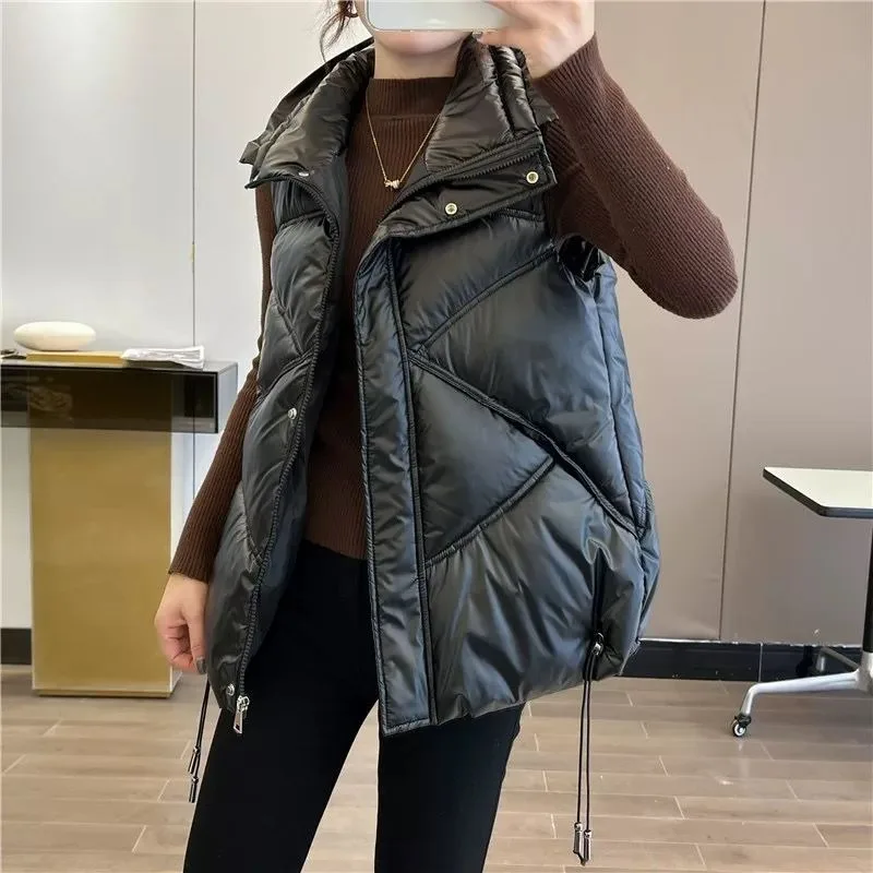 

Женская верхняя одежда 2021, осенне-зимний жилет, модная новая стильная верхняя одежда без рукавов, короткая куртка в корейском стиле без стирки с запахом WLF