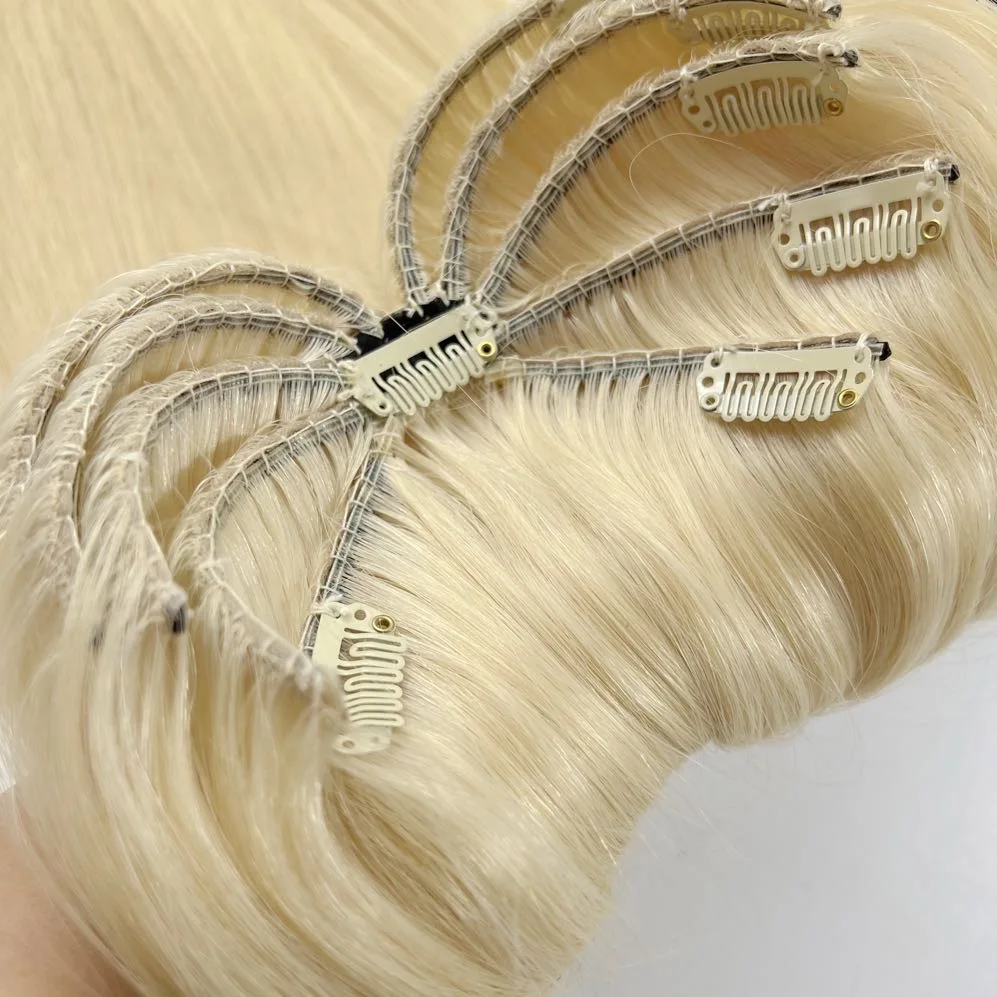 100% Natural Virgin Chinese Human Hair Straight Invisible Spider Octopus for Clip-in Hair Extensions Aligned Cuticles