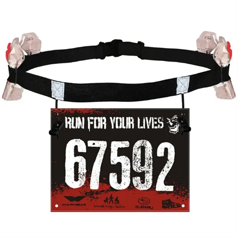 

Gel Holder Marathon Race Number Belt Reflective Tape Cloth Belt Running Number Belt Elastic Black Triathlon Waist Belt
