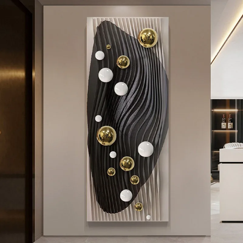 Modern Light Luxury 3D Metal Sphere Wall Mural, Creative Handmade Relief Decor for Entryway, Showroom