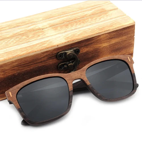 Imagen 2 del producto Gafas de sol polarizadas de madera de nogal cuadradas de alta calidad para hombres y mujeres UV400 hechas a mano