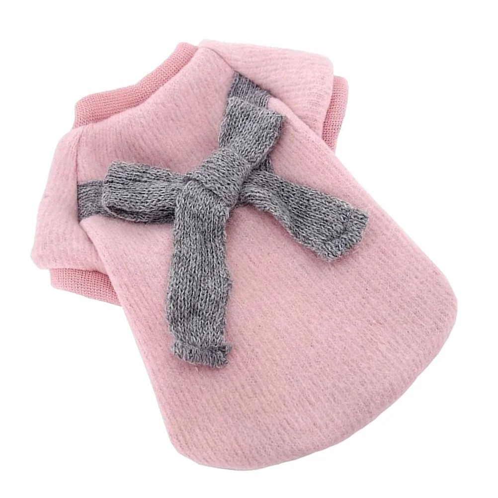 

Dog Warm Sweater Bowknot Design Pink Size Pet Clothes Puppy Clothes Winter Outdoor Walking Jogging Pet Sweater