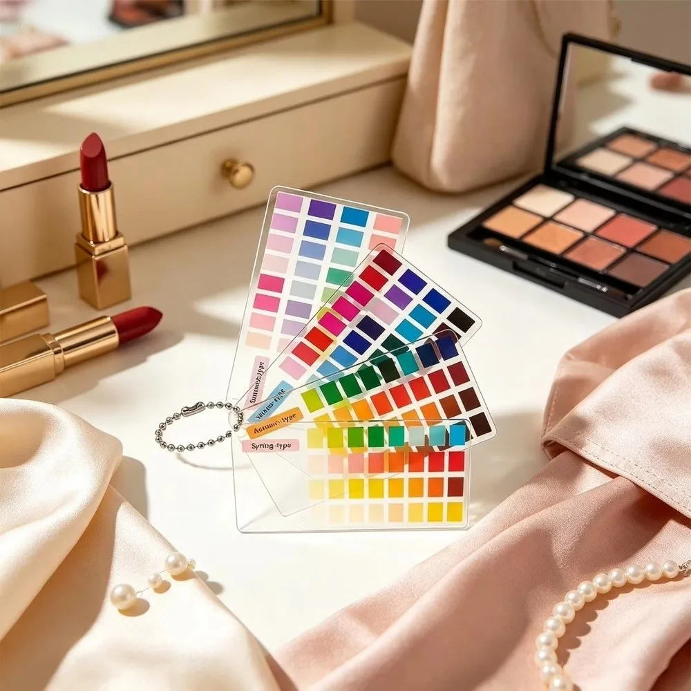 Acrylic Color Analysis Palette Cards 4-Season Color with Ball Chain Color Selection Cards Seasonal Color Swatch Set