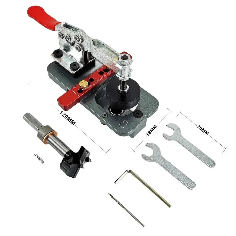 Imagem -06 - Woodworking Hinge Boring Jig Hole Drilling Guide Localizador com Fixação Abridor de Alumínio Porta Modelo Armários Ferramentas 26 mm 35 mm