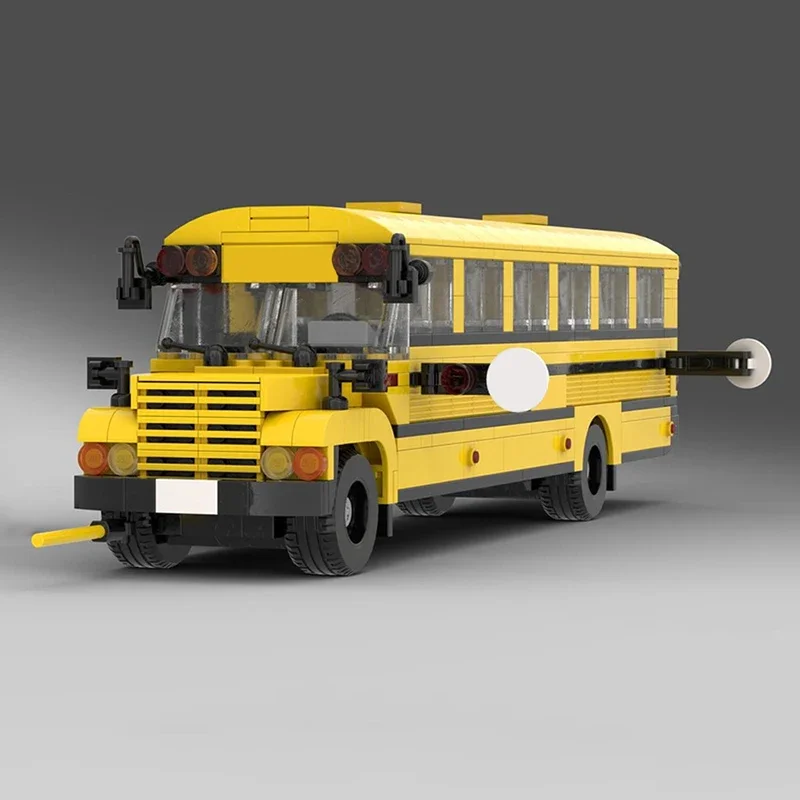 MOC City Bus Speed Champions Vehicle Building Blocks School Bus Model MOC-177592 Constructor Brick Toy Gifts