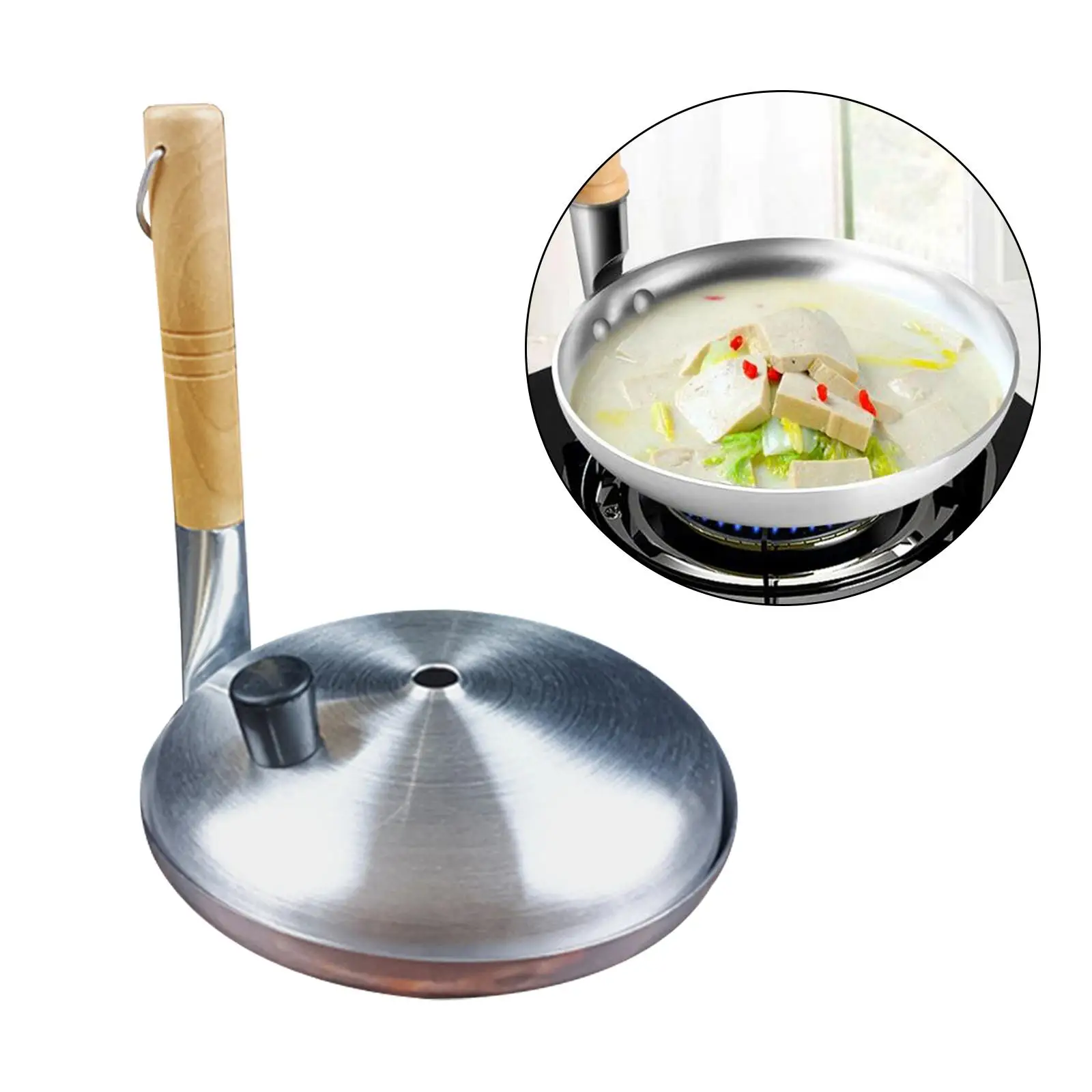 Aluminum Pot with Wood Handle Kitchen Tool Portable Multiuse Sauce Pan Omelet