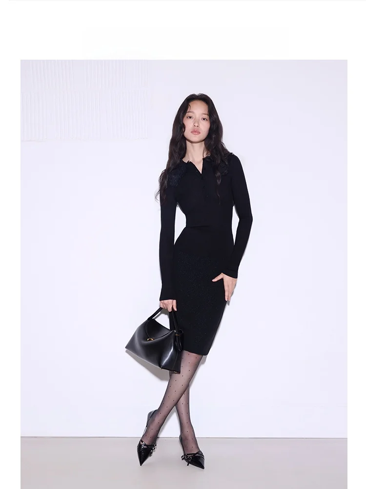 

CEJIA mat Luxury iny Tead Bla f-length Skirt High-waisted Slim-fit Busin Commute Daily Wear Zipper Closure