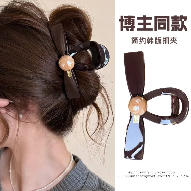 

Korean Bow Grab Clip Women's Fashion Simple High-end Sense Disc Hair Shark Clip New Hairpin Back Head Hair Accessories