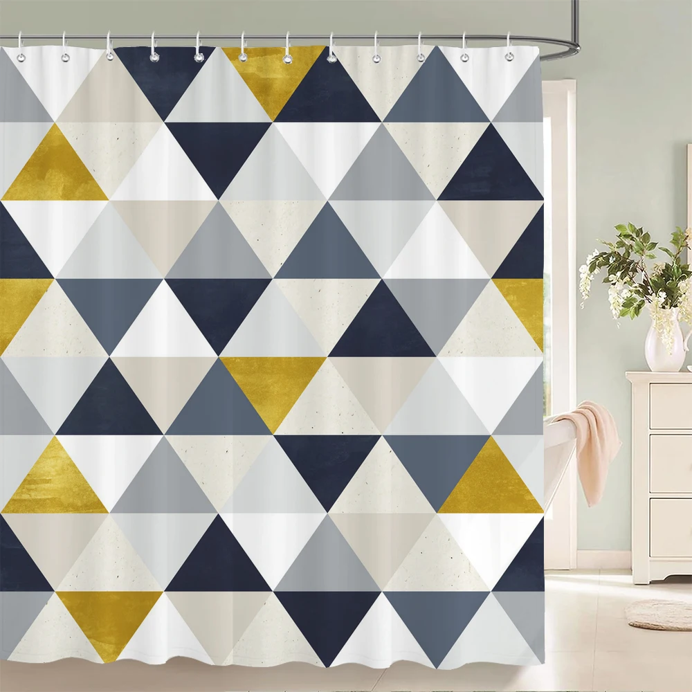 

Geometry Pattern Shower Curtains Waterproof Polyester Personality Bathroom Curtain with Hooks Curtains for Bathroom Shower