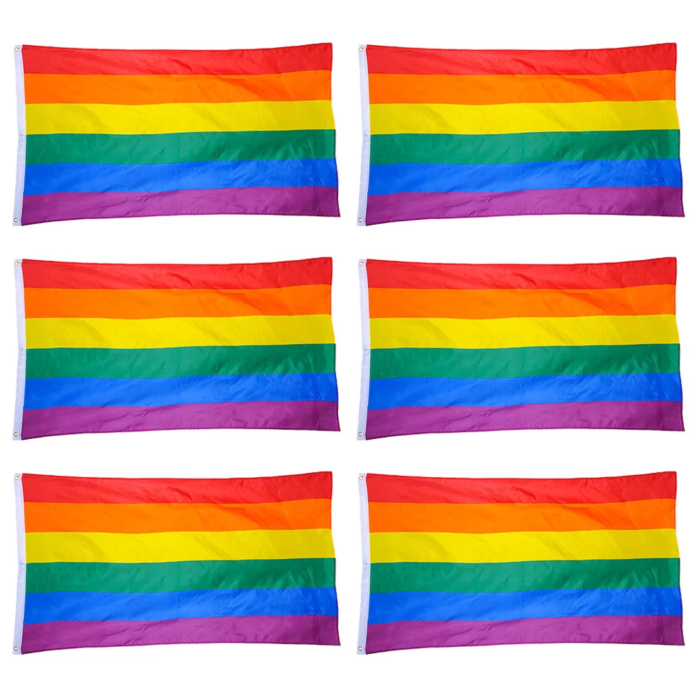 

6Pcs Pride Rainbow Flags Polyester Banners 60x90cm Outdoor Indoor Garden Yard Front Porch Community Decoration