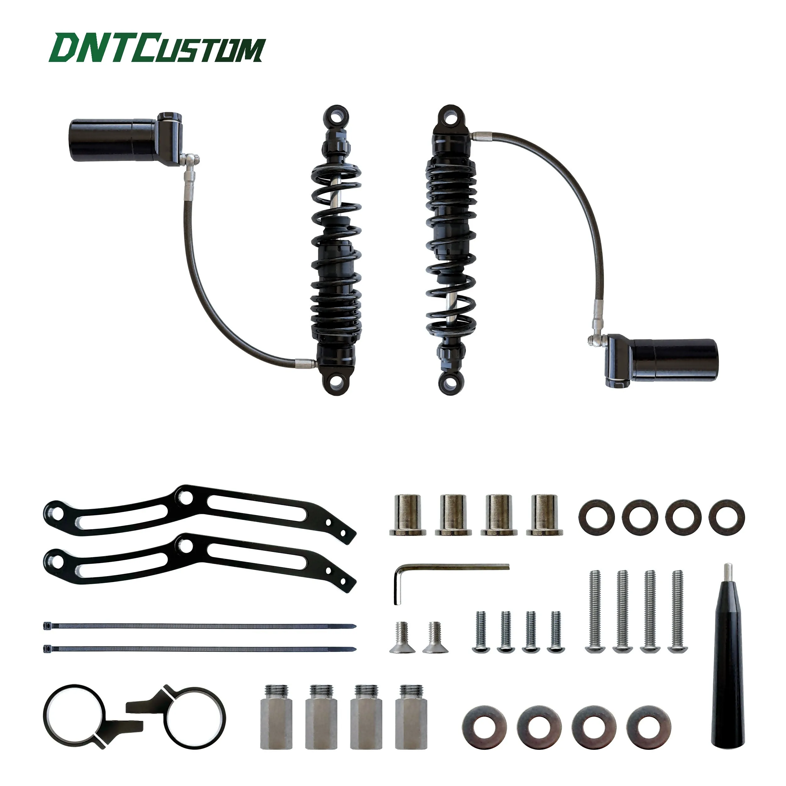 

DNTCUSTOM Adjustable Remote Reservoir Rear Suspension Shocks For Harley Touring CVO Road Electra Street Glide Road King 14-25