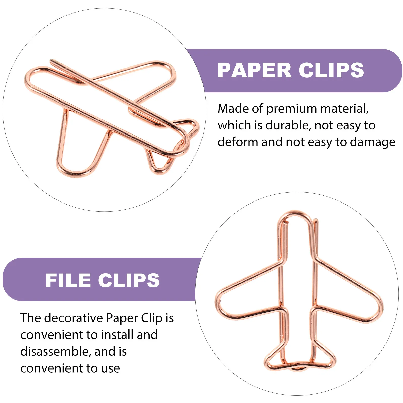 20Pcs Airplane Shaped Paper Clips Unique Metal Clips for Paper Organizer Planner Binder Notes Craft Projects Desk Decor