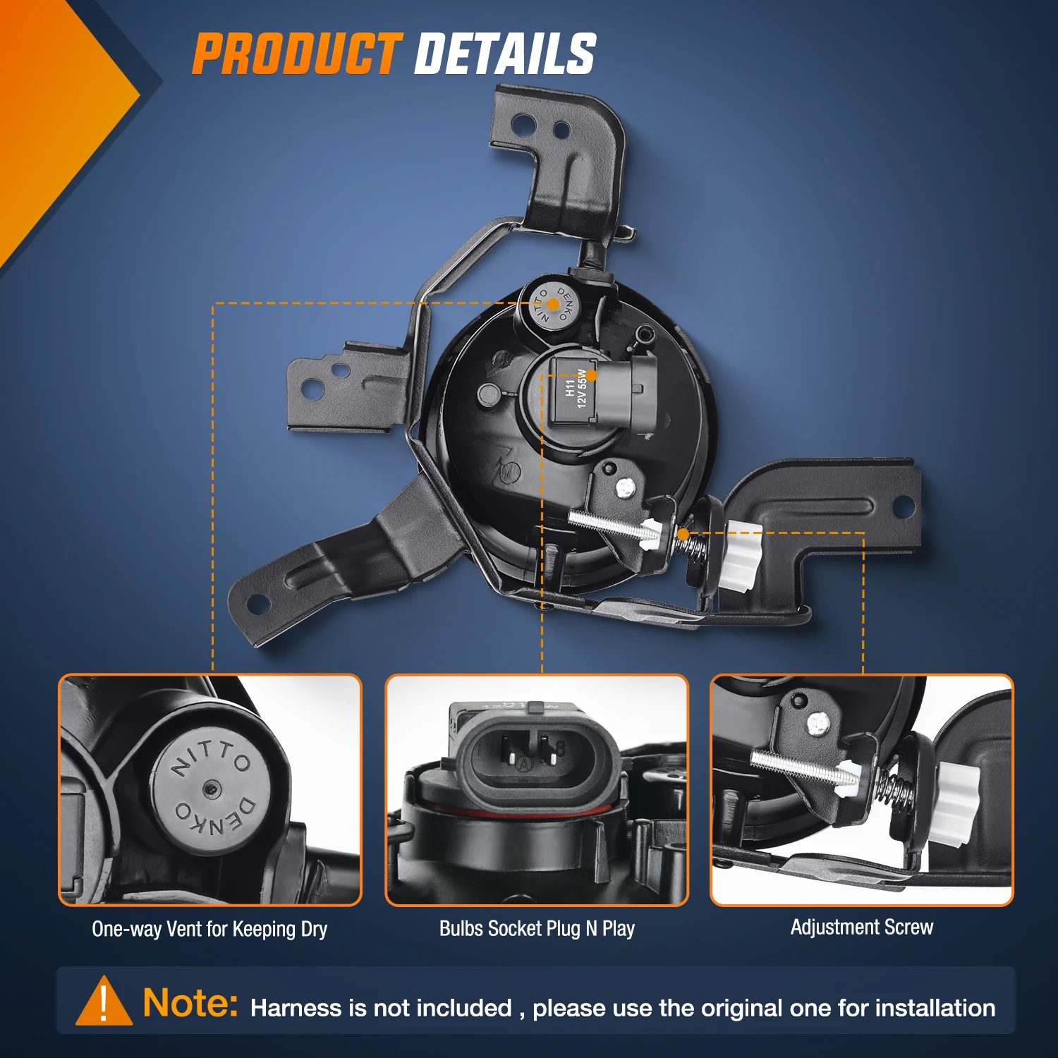 Nilight Fog Lights Assembly Compatible with 2007 2008 2009 Honda CRV EX EX-L LX Light Replacement Clear Lens Driver and Passenger Side