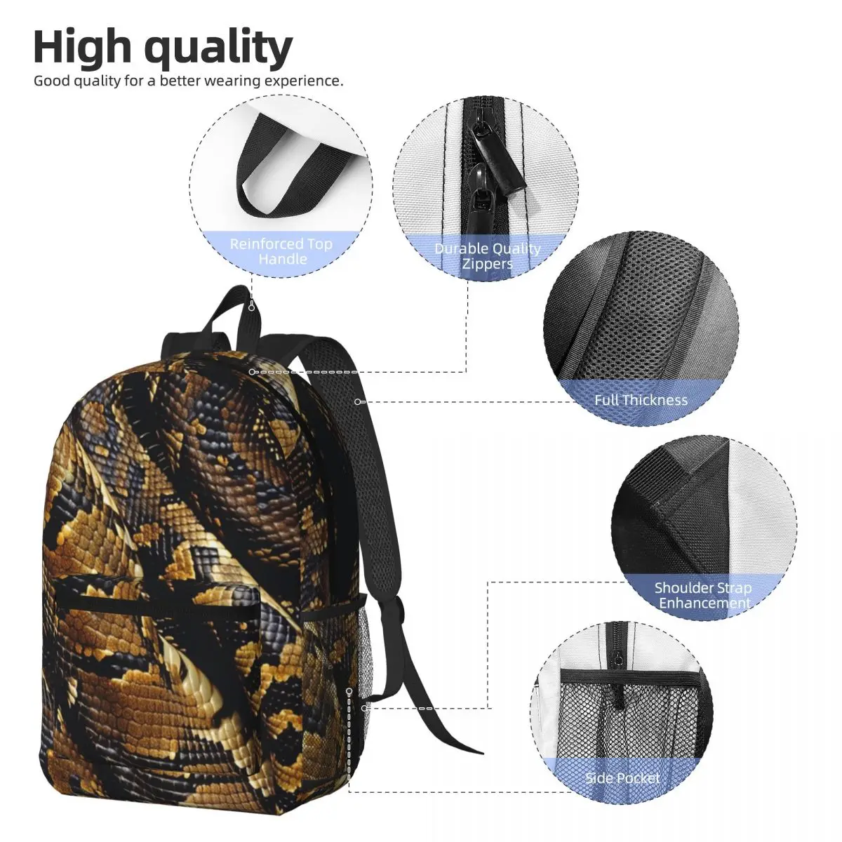 Snakes On A Train Backpack Daypack Large Capacity Boys Girls BookBag School Bag Shoulder Bags for Men Women