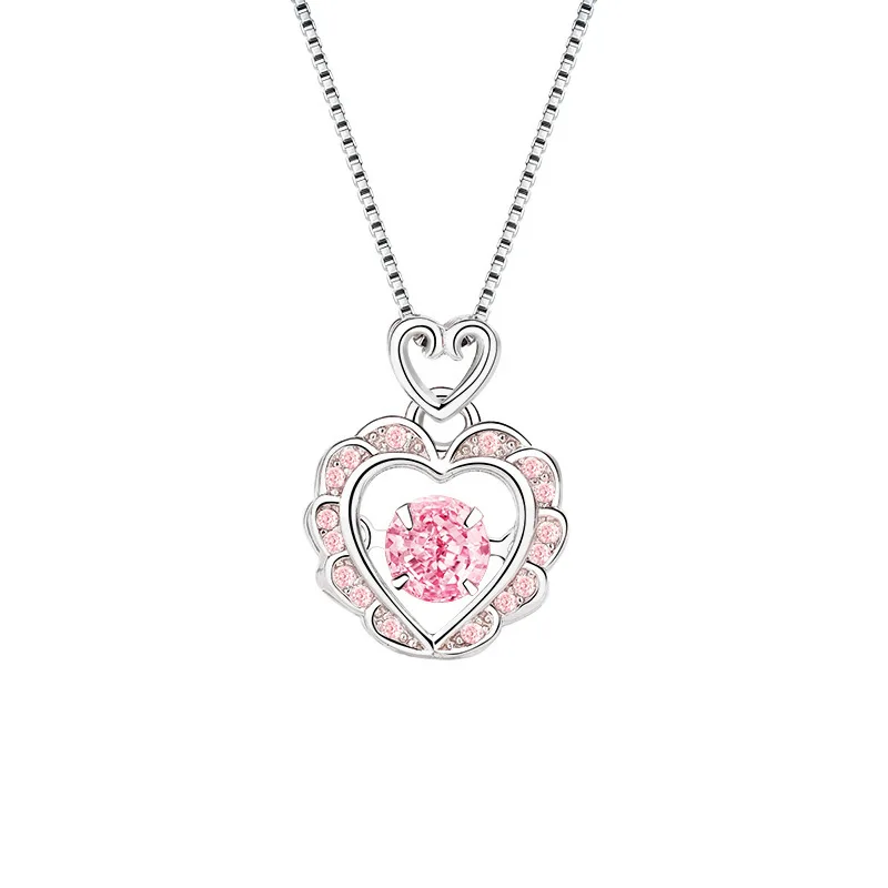 

Серебряный сладкий розовый кулон «Любовь» 925, романтическое блестящее ожерелье с цирконом, женский подарок на день рождения