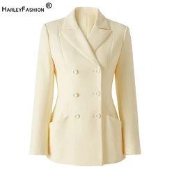 Design di base All-match Breif Style dentellato donna Beige blazer di qualità formale giacche da donna di colore superiore