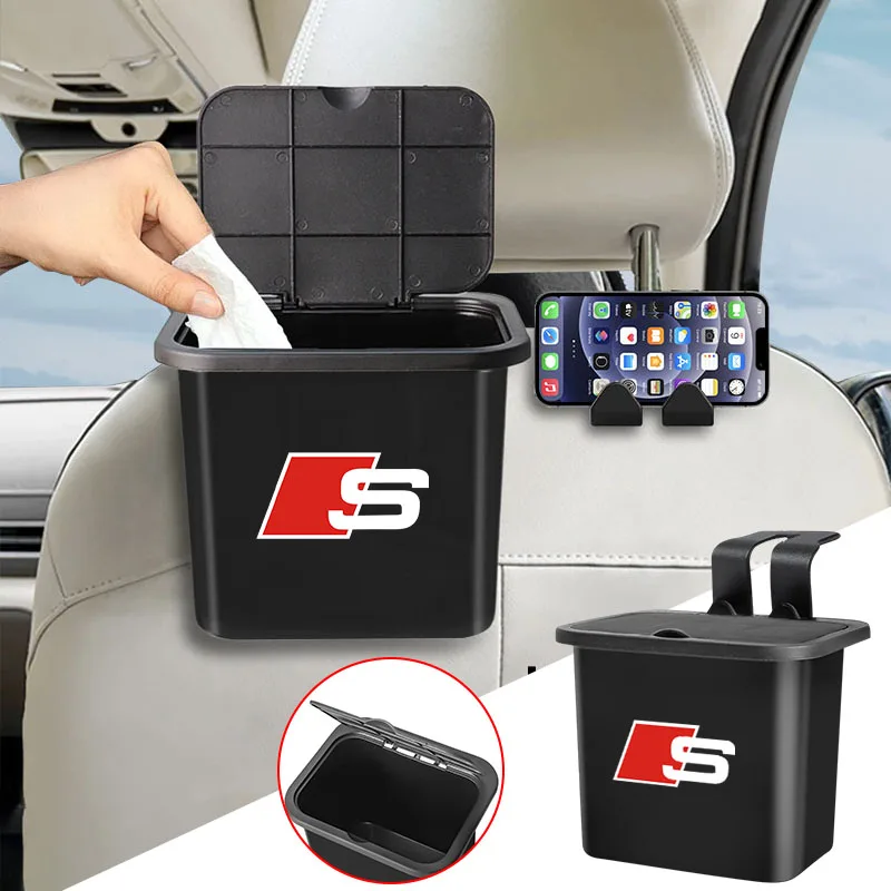 

Car Trash Can Hanging garage organizer Auto Badge Seat Back Storage sticker For Audi Sline A7 A6 A5 A4 A3 A1 A8 TT Q3 Q5 Q7 S3