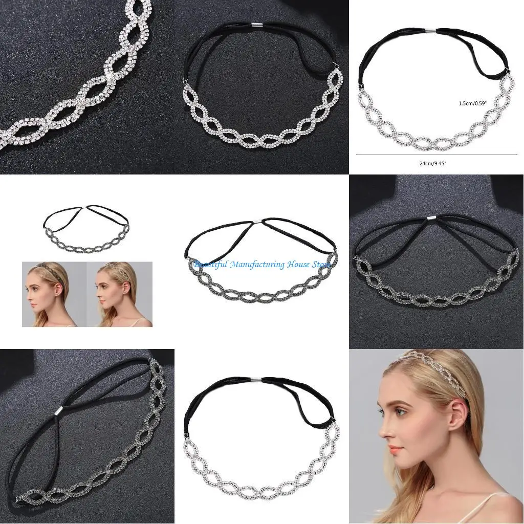 

E56A Glinting Crystal Headband Queen Hair Hoop for Pageant Prom Bridal Wedding Bridal Wedding Hair Accessories