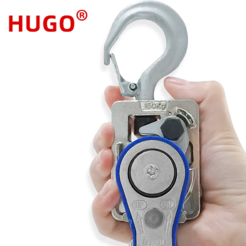 Imagem -02 - Hugo Lever Block Chain Hoist Mini Chave de Liga de Alumínio Talha de Mão Portátil para Elevação 100kg 150kg