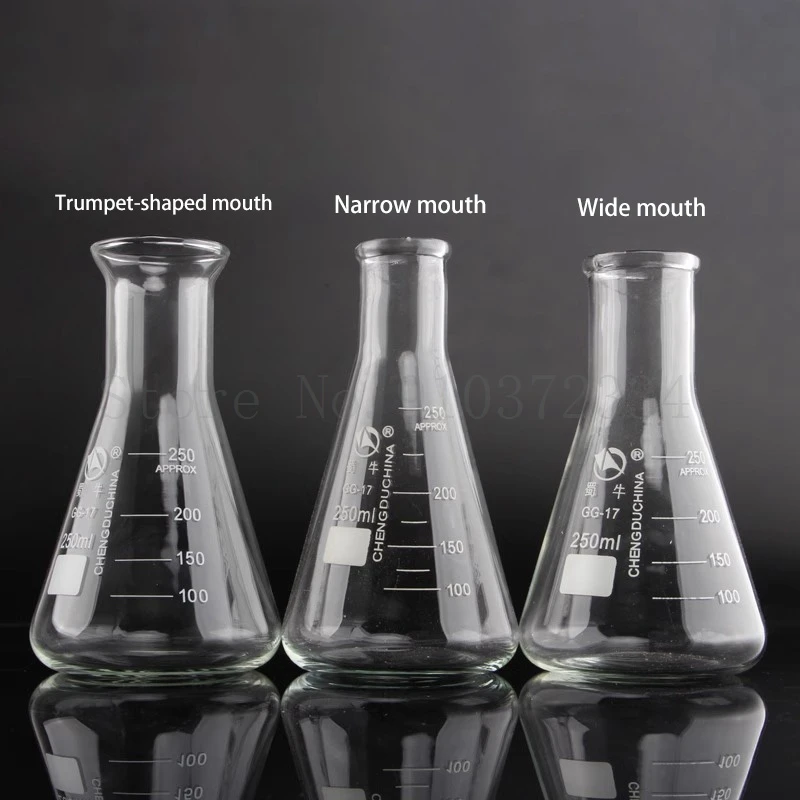 1pc 50ml/100ml/150ml/200ml/250ml/300ml/500ml/1000ml Borosilicate Glass Conical Erlenmeyer Flask for Lab Chemical Equipment