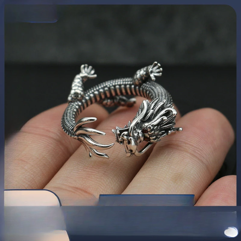 Vintage Domineering Personality Opening Super Cool Thai Dragon Rings Motorcycle Party Rock Style Thumb Ring Men  Wholesale