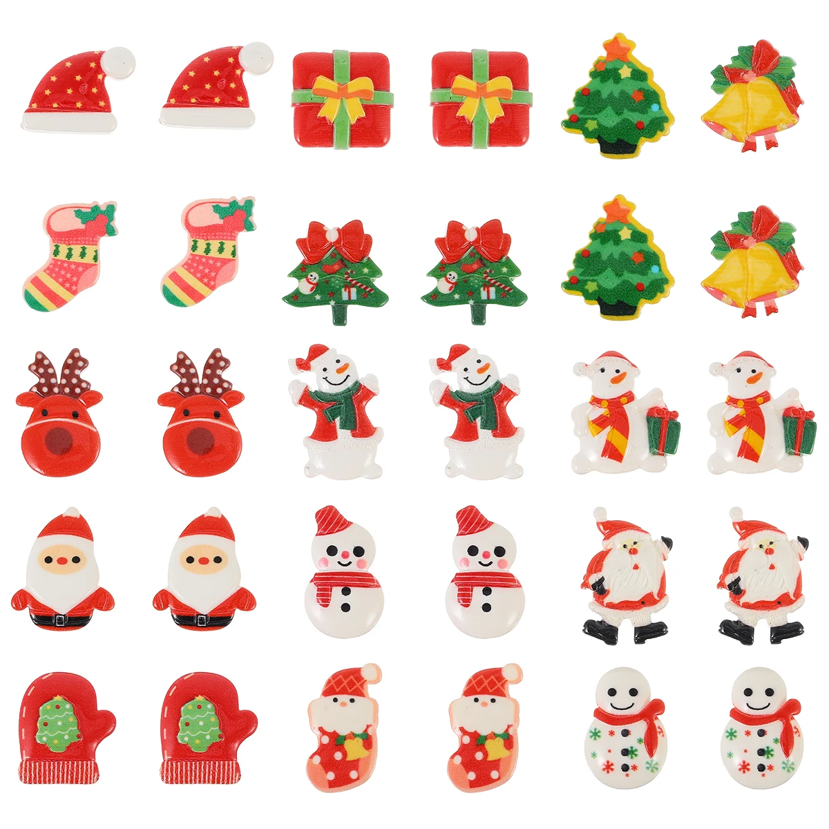 30pcs Snowman Xmas Tree Mini Charms Christmas Flatback Diy Decoration For Resin Crafts Hair Clip Pendant Craft Supplies Storage