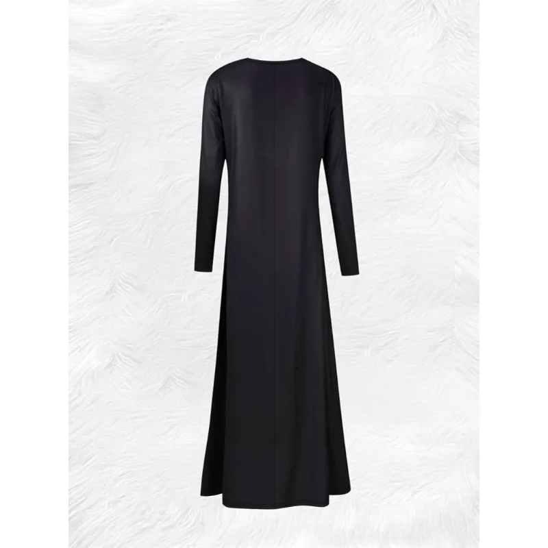 Wmstar 2025 New Women Fashionable Elegant Dress Tight A  Line Large Skirt Hem Long Sleeve Round Neck Dress Color Blocking