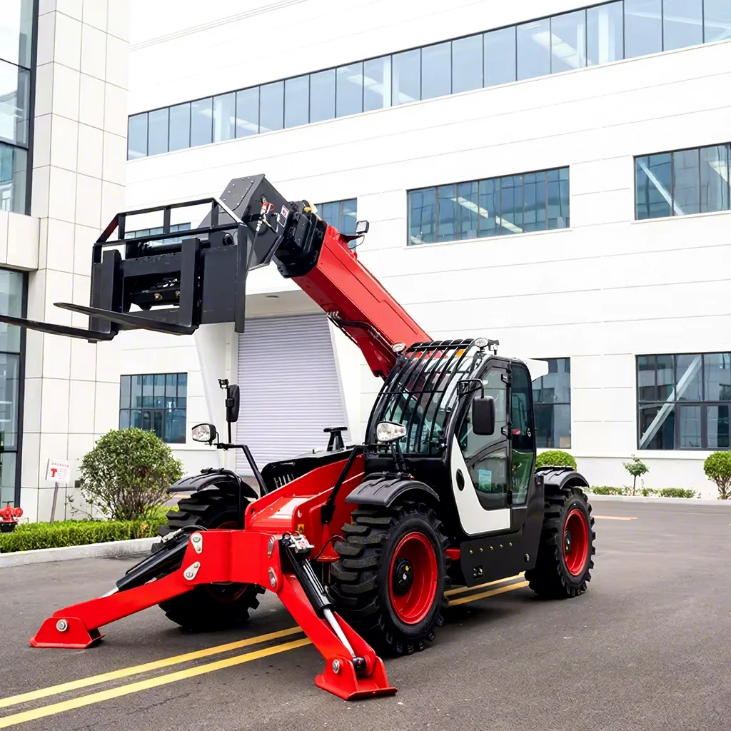 3.5 Ton 7m 4WD Diesel Telescopic Telehandler Forklift with Quick Coupler Forks 3 Steering Modes for Construction
