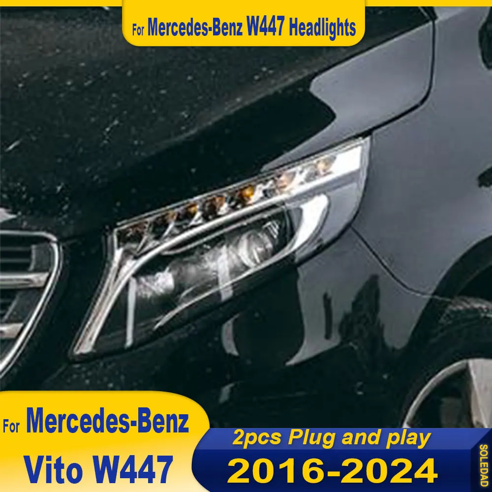 

Car Styling Head Lamp for Benz Vito Headlights 2016-2024 W447 LED Headlight LED DRL Projector Lens Dynamic Auto Accessories 2pcs
