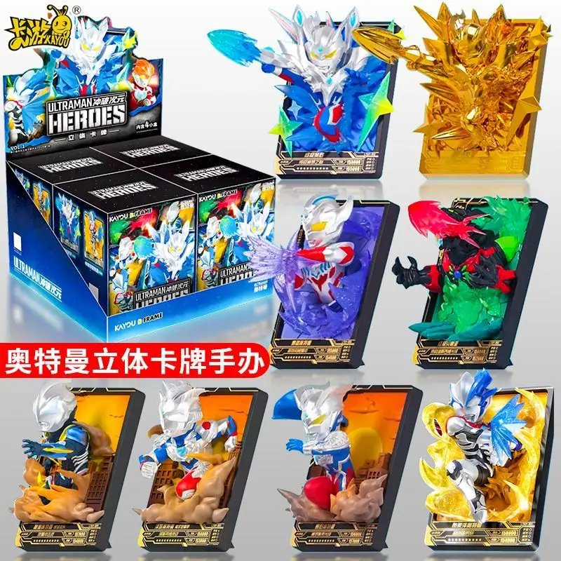KAYOU Ultraman 3d Card Puppet Breaking Through Dimensions 1st Generation 3d Figurine Zeta Ultimate Sairo Blind Box Toy Gifts