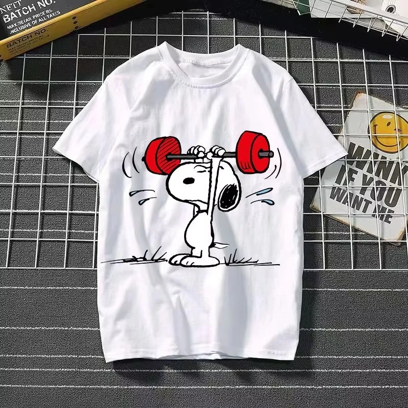

2025 New Snoopy Printing Cotton T-shirt Animation Cartoon Men and Women with The Same Loose Pure Cotton Cute Pure Cotton Top