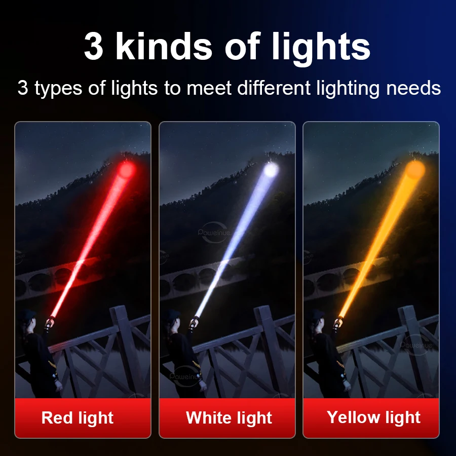 Powerful Rechargeable LED Flashlight Tactical Torch Light COB Side Light Fishing Hunting Type-c 2700000LM Flashlight Long Range
