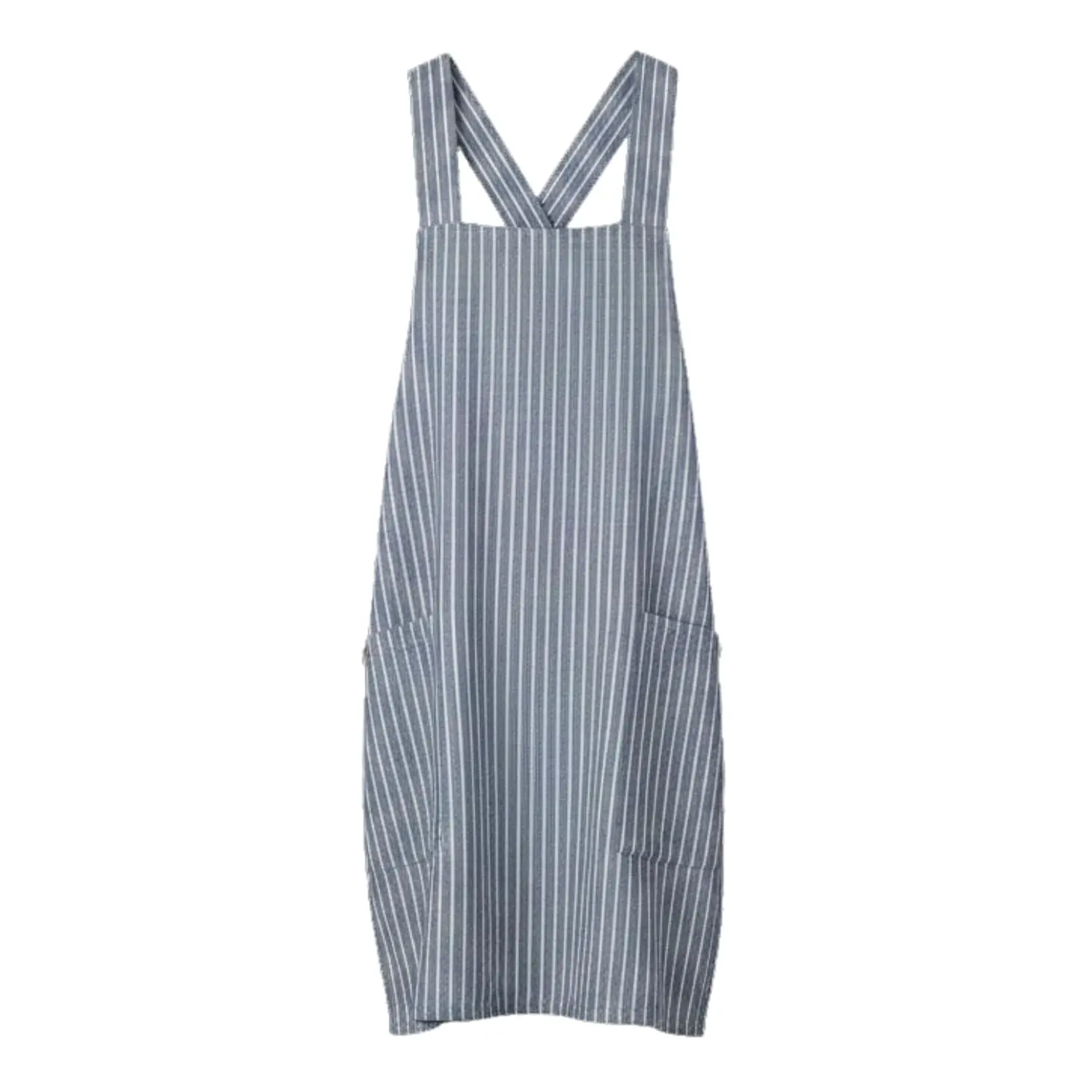 Stripe Linen Smock Apron, Blue