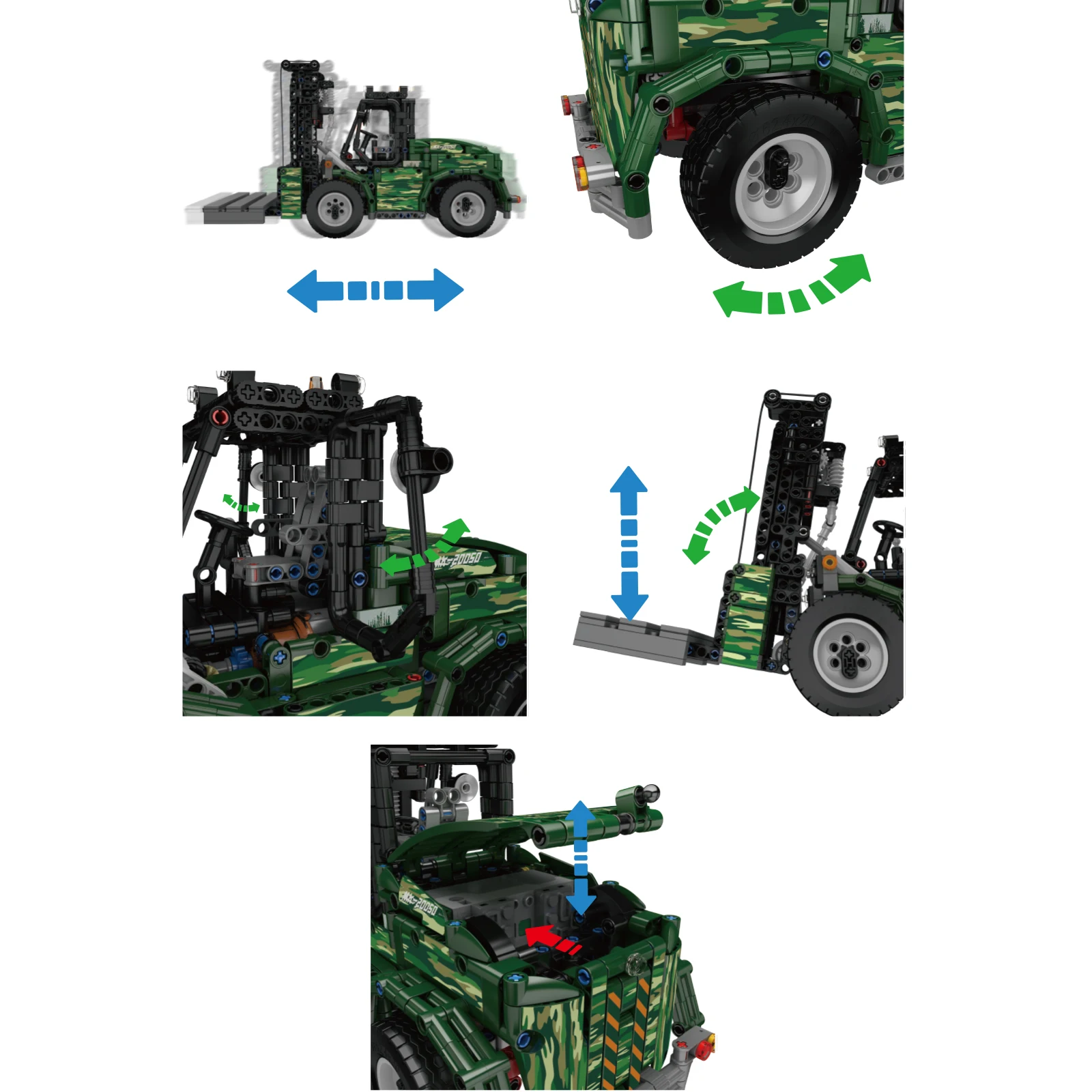 MOULDKING Engineering Vehicle Series Bausteine Kits Bulldozer Gabelstapler Transporter Modell Ornamente Spielzeug Kinder Geschenk 19019