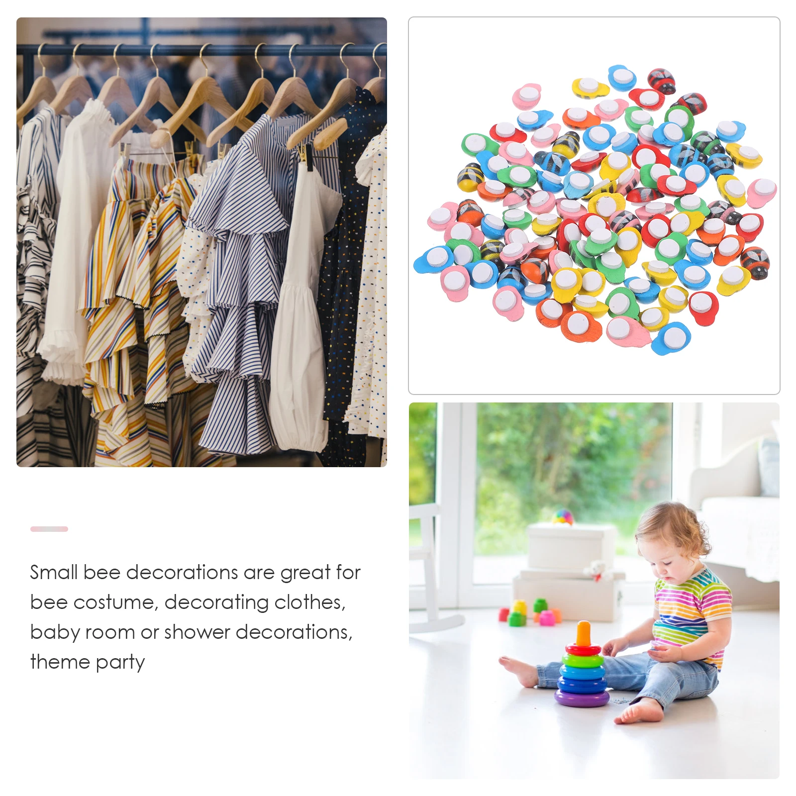 100 Uds. Decoración de abeja de madera, adornos para álbum de recortes, dijes, decoraciones a granel, pegatinas de repuesto