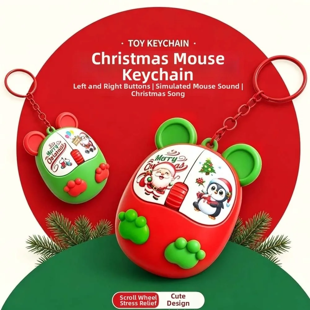 Light-emitting Glowing Christmas Key Chain Clickable Pocket-sized LED Mouse Clicker Auditory-feedback Lightweight