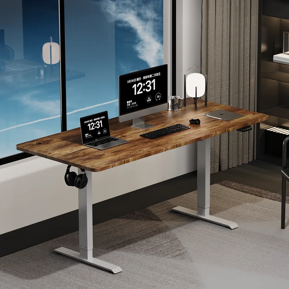Sit Stand up Electric Automatic Lifting Height-Adjustable Computer Desk 2 Stages with Dual Motor Stands