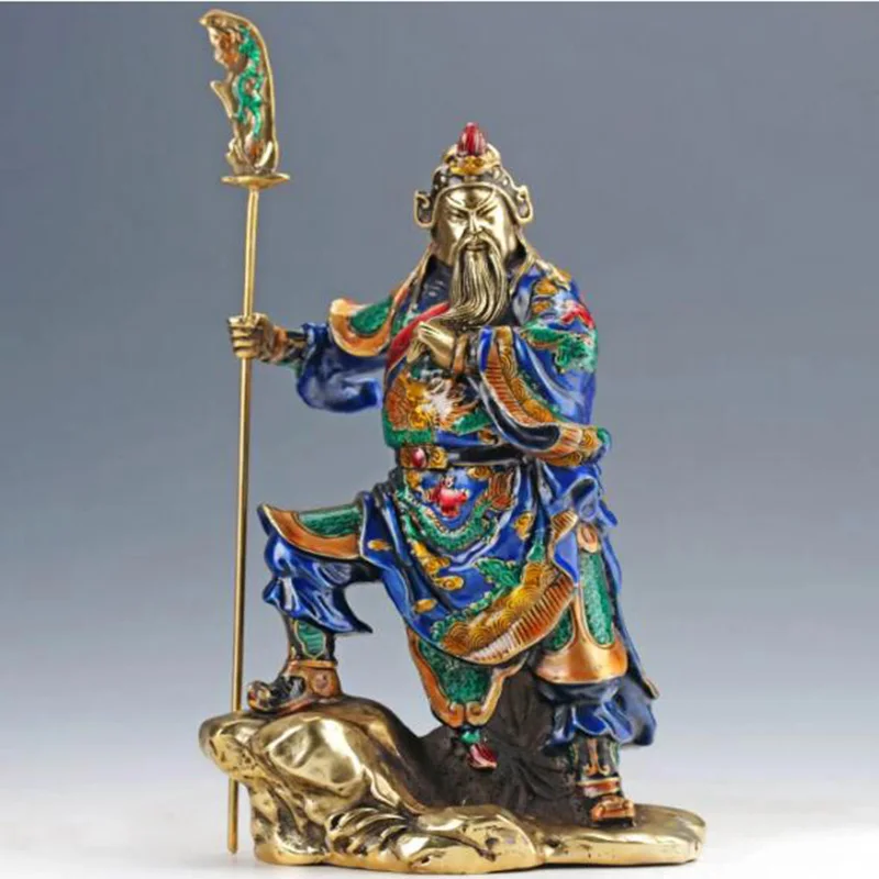 Chinese Collectable Cloisonne Hand Carved General Guanyu Statue