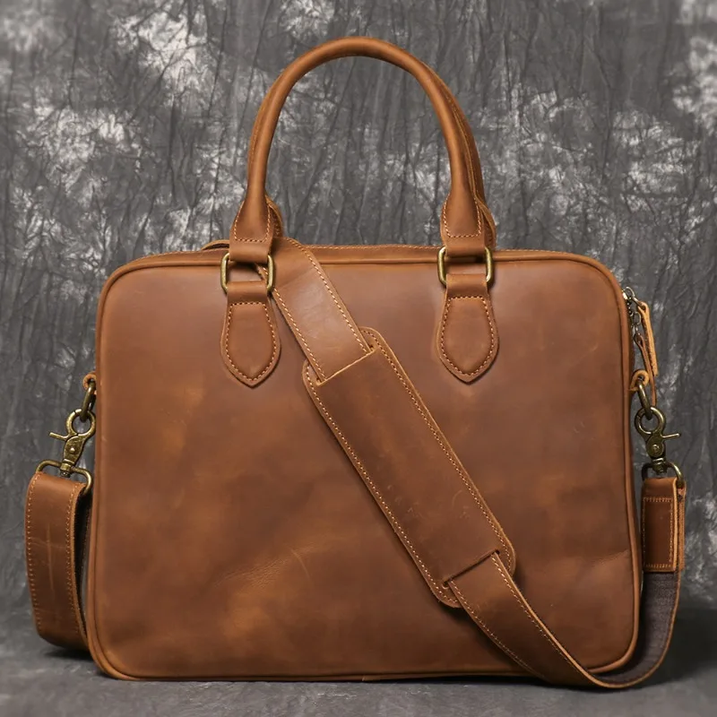 Genuine Leather Briefcase Shoulder Messenger Bags Men's 12-inch Laptop Bag's Men's Briefcase Office Business Handbag