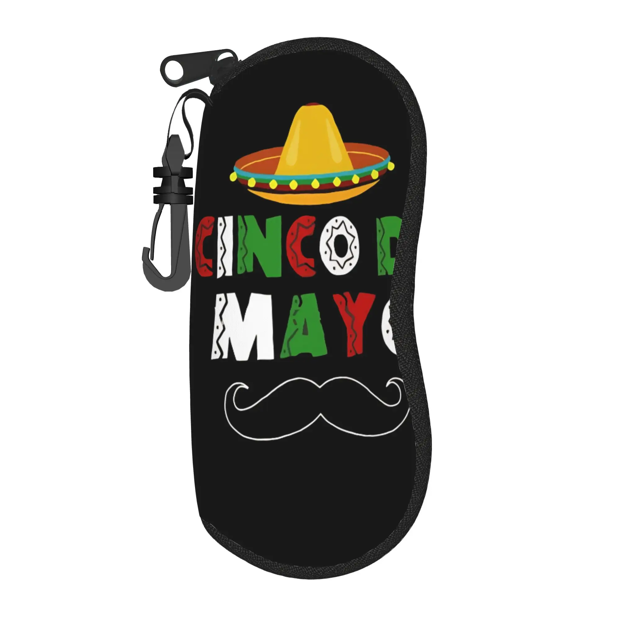 Cinco De Mayo   Glasses Case Cover  Sunglasses Case Travel Vintage Eyewear Bag Key Chain Men Women Eyeglass Protector