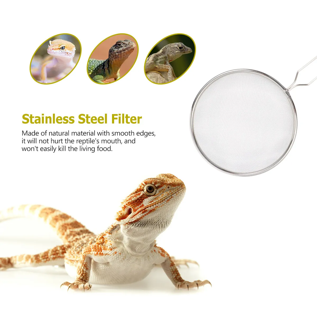 Reptile Sand Sifter Stainless Steel Reusable Mesh Cleaning Shovel for Terrarium Waste Removal