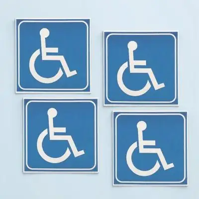 

4 Sheets Adhesive Disabled Wheelchair Sign Stickers Decals For Home Office Elevator Car Window Safe Long Lasting Symbol