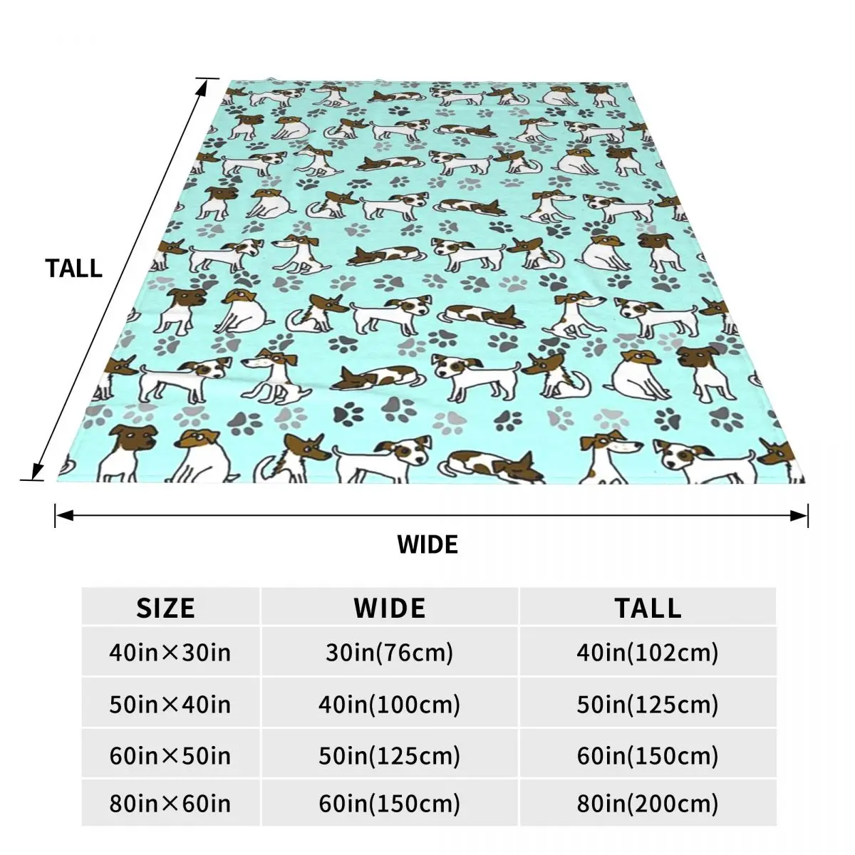 Jack Russell Terrier Cartoon With Light Blue Background Blanket Flannel Blanket for Home Bedroom Travel Throws Bedspread Quilt