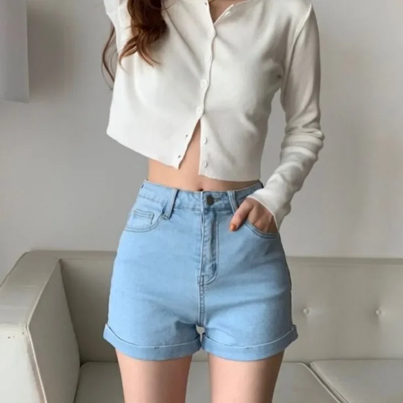 

Short Jean Pants Woman Elasticty With Waist Pocket Summer Denim Shorts for Women Outfits Outdoor Flowy Low Price New In Jorts XL