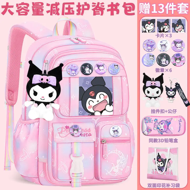 Imagem -03 - Sanrio Romi Spine-mochila de Proteção Feminina Redução de Carga Grande Capacidade Impermeável Mochila Estudantil