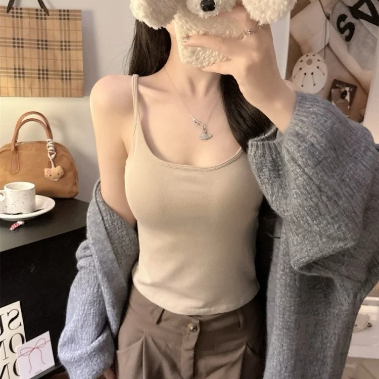 Otoño Invierno nuevo Sle Slim Fit térmico Csole con almohadilla en el pecho diseño flotante chica de moda Sle ropa interior Top para mujeres